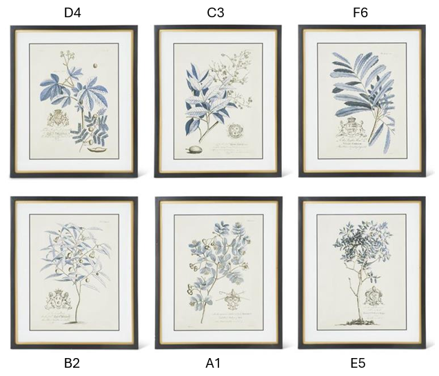 Assorted 23.75 Inch Black & Gold Framed Blue Arbor Prints