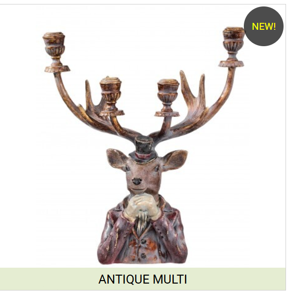 16.5” Gentlemen Deer Candleholder