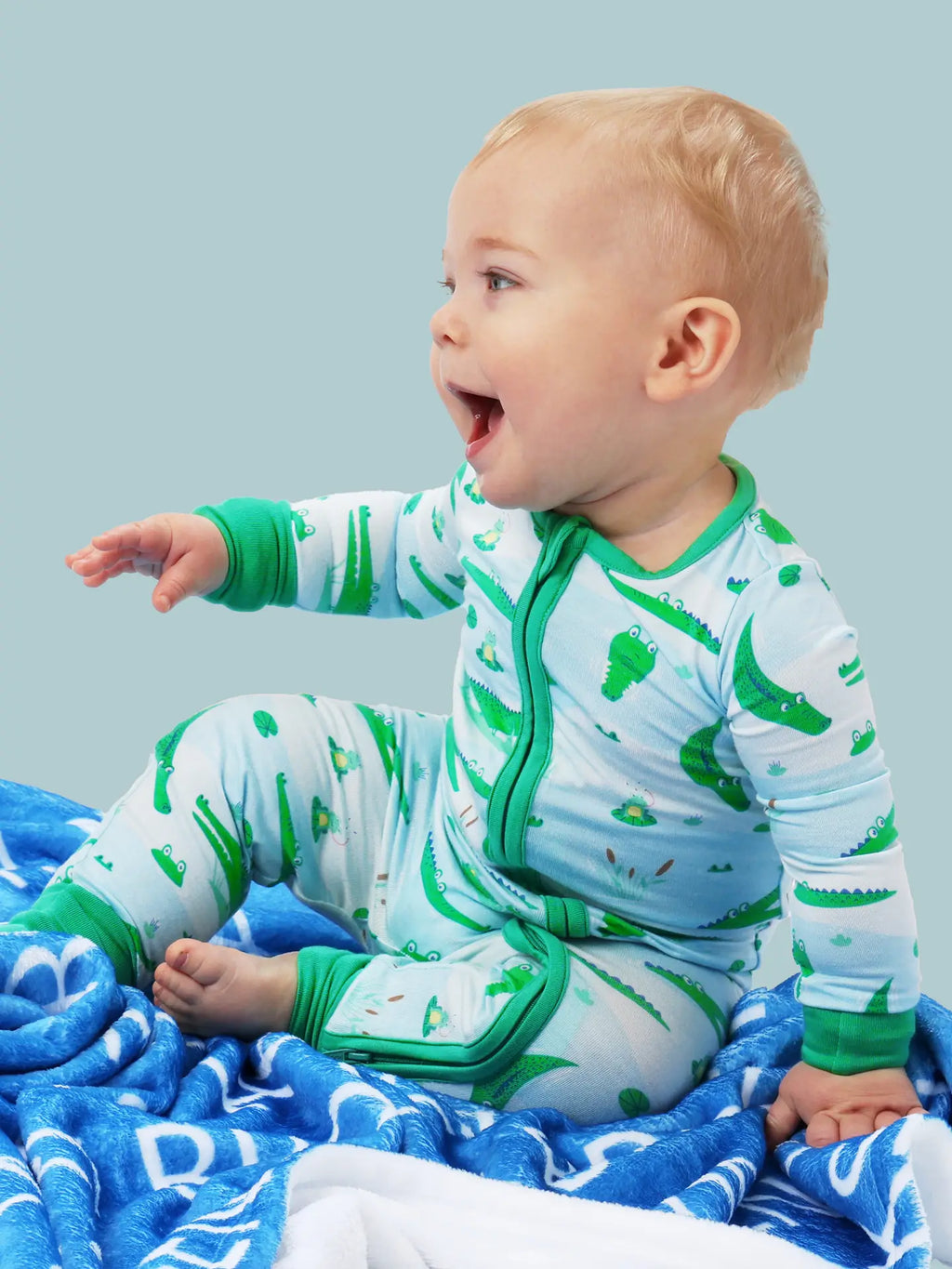 Alligator Adventure Convertible One Piece Pajama - Bamboo Viscose