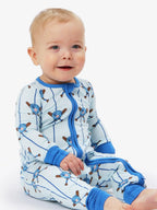 Blue Batter Up Convertible One Piece Pajama - Bamboo Viscose