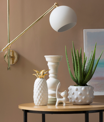 Terracotta Beaded Planter - White