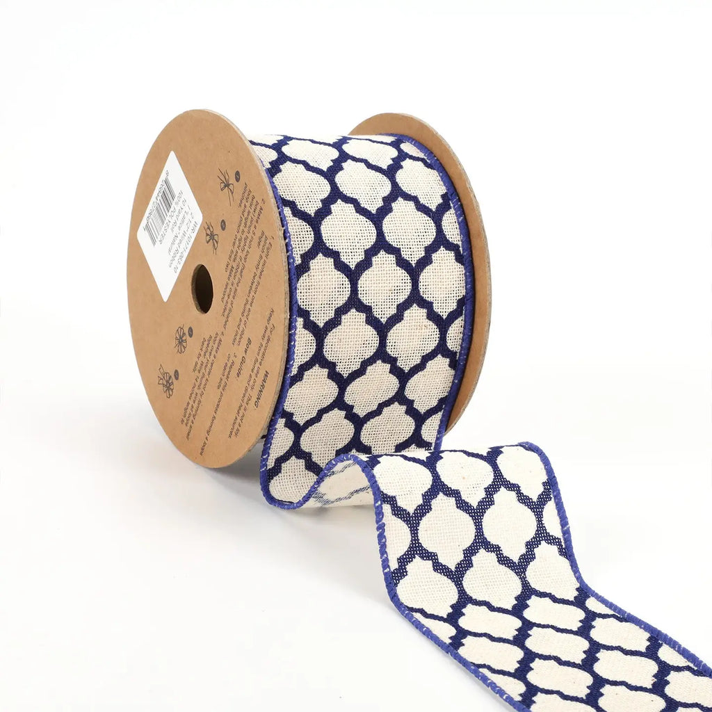 2 1/2" Wired Ribbon | "Lattice" Natural | 10 Yard Roll