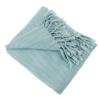 Aqua Woven Fringed Throw