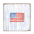 Watercolor American Flag Square Block Sign