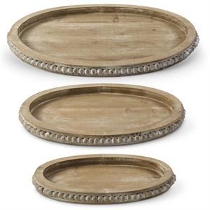 Beaded Wood Oval Tray