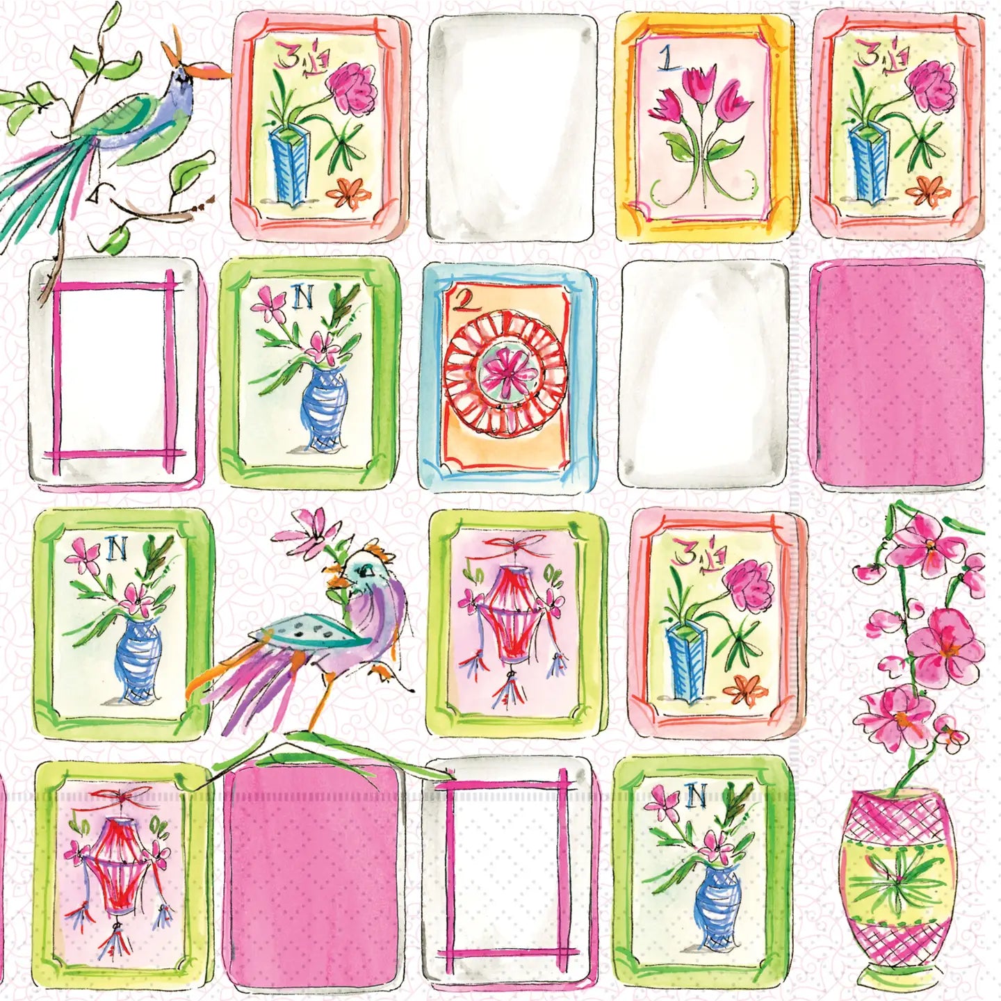 Pink Mahjong Cocktail Napkin