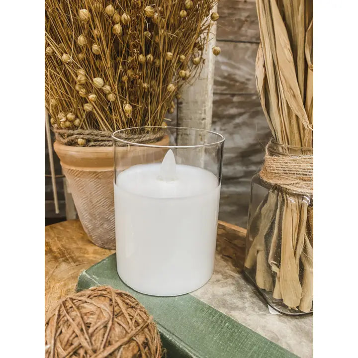 Clear Glass Moving Flame Candle 3x4