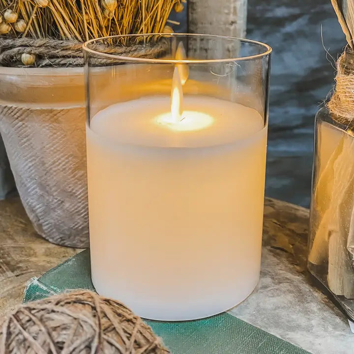 Clear Glass Moving Flame Candle 3x4