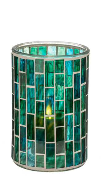 Mosaic Glass Pillar Holder Small