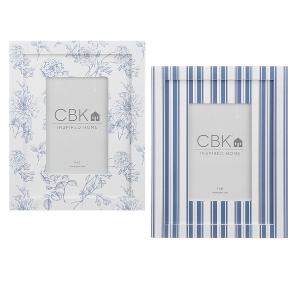 Blue Floral Toile & Stripe 4x6 Frames