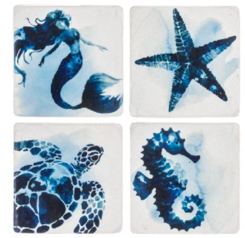 Watercolor Under the Sea Coaster Set