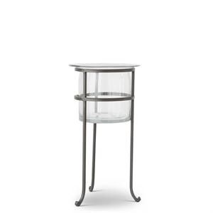 Clear Vase On Dark Metal Stand