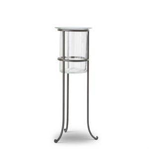 Clear Vase On Dark Metal Stand