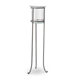 Clear Vase On Dark Metal Stand