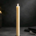 10 Inch Moving Flame Taper Candle Set Cream