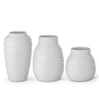 Dot Embossed White Ceramic Vase