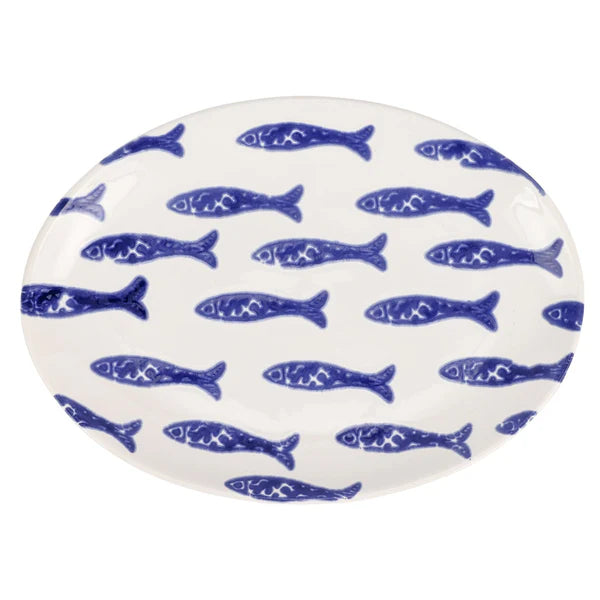 Vietri Santorini Fish Small Oval Platter