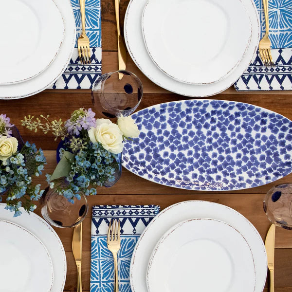 Vietri Santorini Flower Narrow Oval Platter