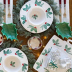 Vietri Lastra evergreen figural holly bowl small