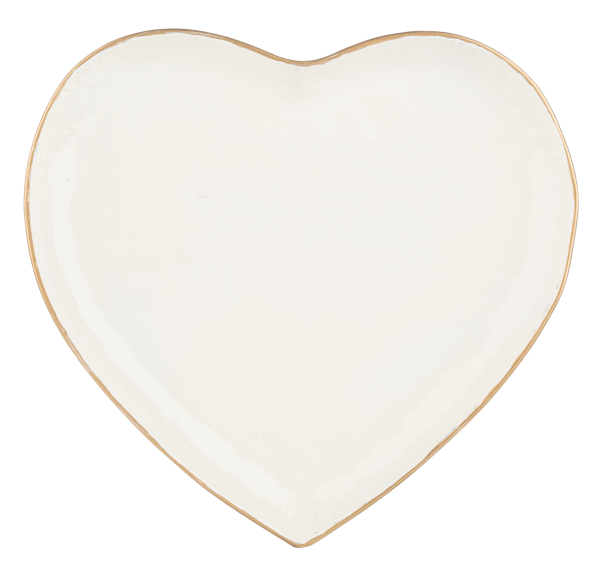 Ivory Heart Tray With Gold