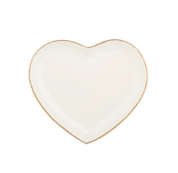 Ivory Heart Tray With Gold