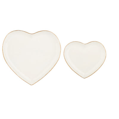 Ivory Heart Tray With Gold
