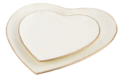 Ivory Heart Tray With Gold