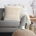 Ivory And Jute Striped Pillow