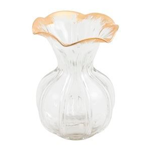 Large Ruffled Gold Glass Vase