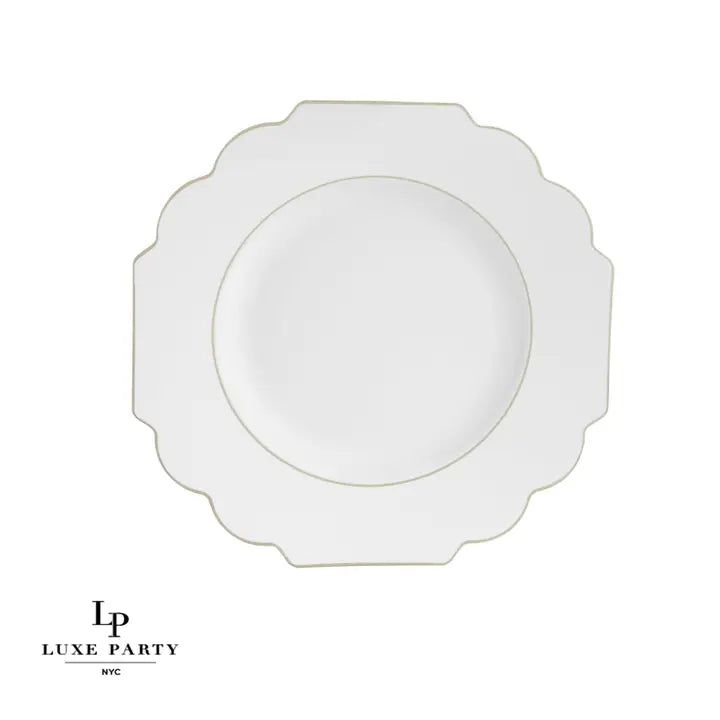 White Plastic Scallop Dinner Plates