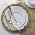 White Plastic Scallop Dinner Plates