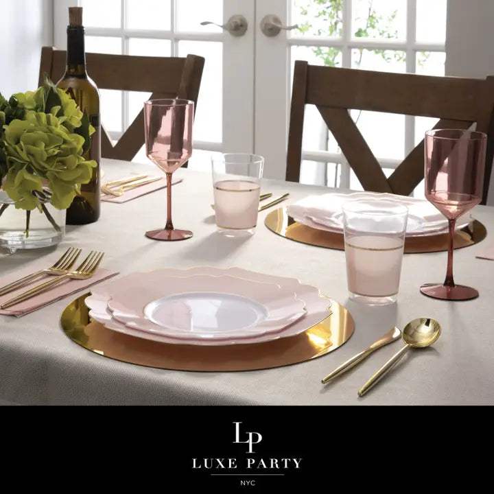 Blush And Gold Plastic Dinner Plate