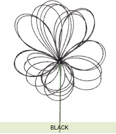 23” Black Beaded Flower Stem