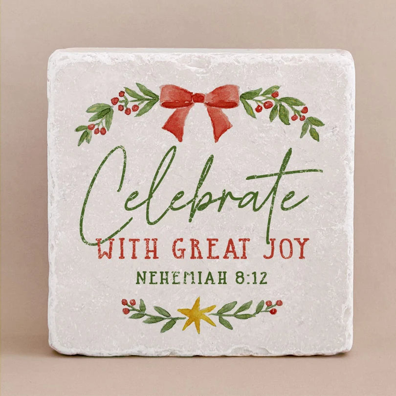 Small Twelve Stone Art Christmas Block