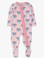 Pink Patriotic Gingham One Puece Footie Pajamas - Modal Blend