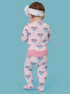 Pink Patriotic Gingham One Puece Footie Pajamas - Modal Blend