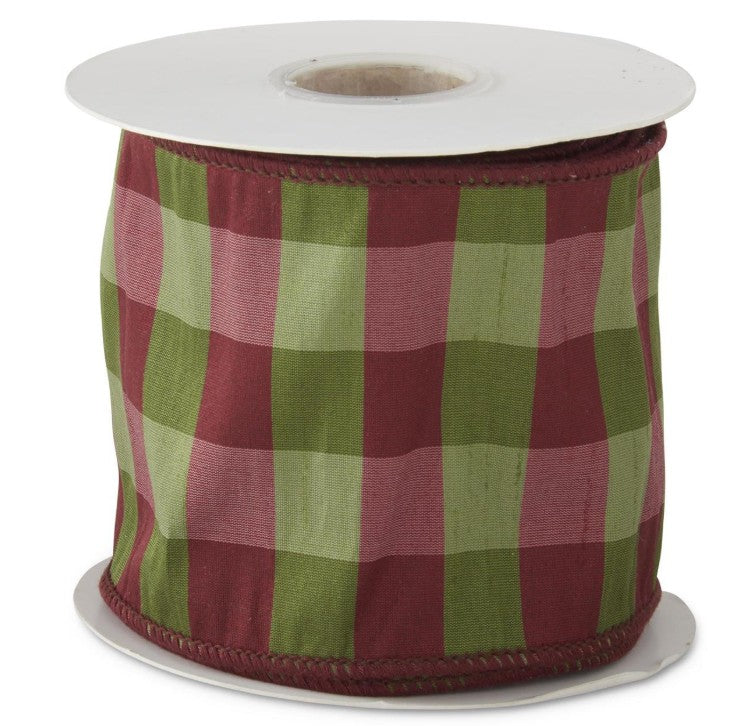 4 Inch Red And Green Plaid Ribbon
