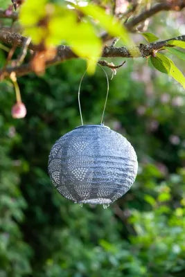 8 Inch Solar Globe Lantern Metallic Blue