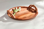 Twisted Handle Wood Tray