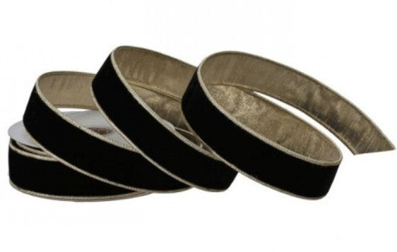 1.5 Inch Velvet With Gold Trim Ribbon