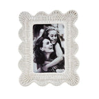 White Scalloped Rattan Frame