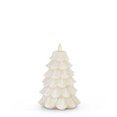 4.75 X6.5  Inch White Snowy Tree Luminara Candle