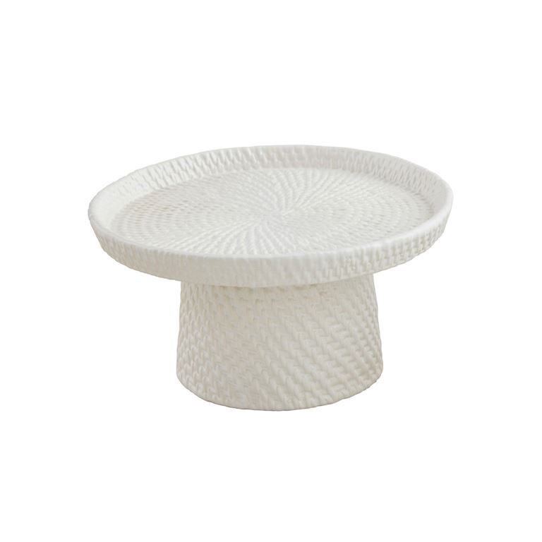 Woven Stoneware Pedestal Server