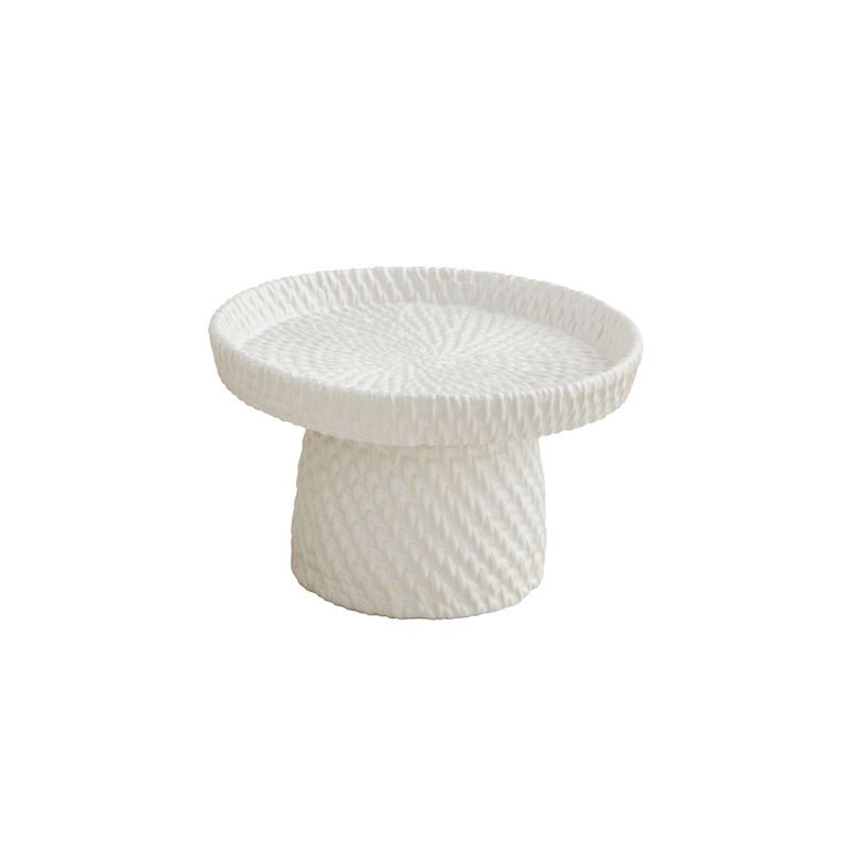 Woven Stoneware Pedestal Server