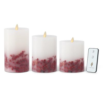 White Wax Red Berry Luminara Candles